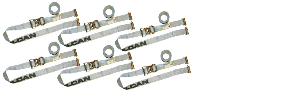 Vulcan Logistic Straps for E-Track - Ratchet Strap Style - 6 Pack