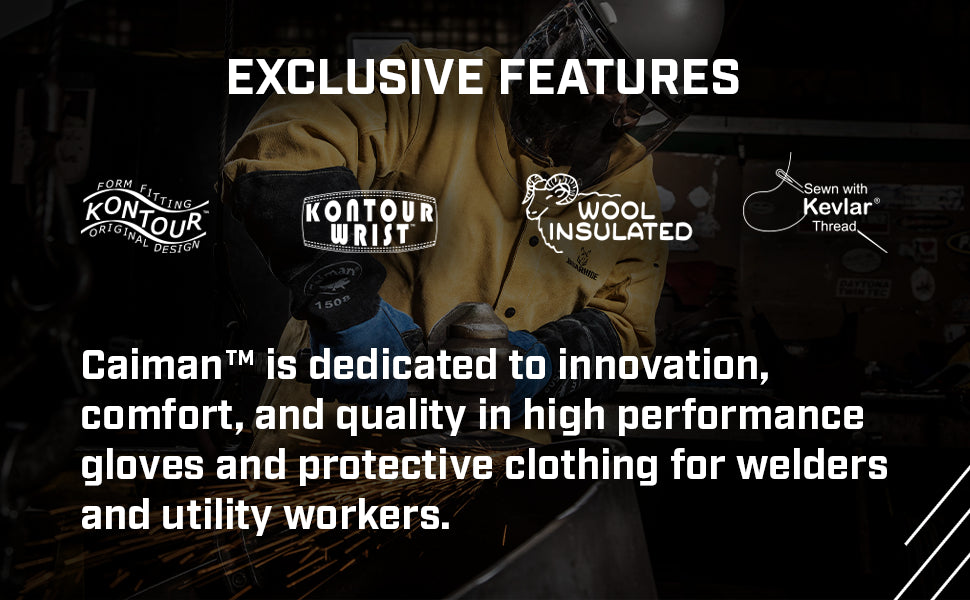 Caiman, Welding, PPE, PIP, FR Protection, Leather, MIG, TIG, Stick, Kontour, Kevlar